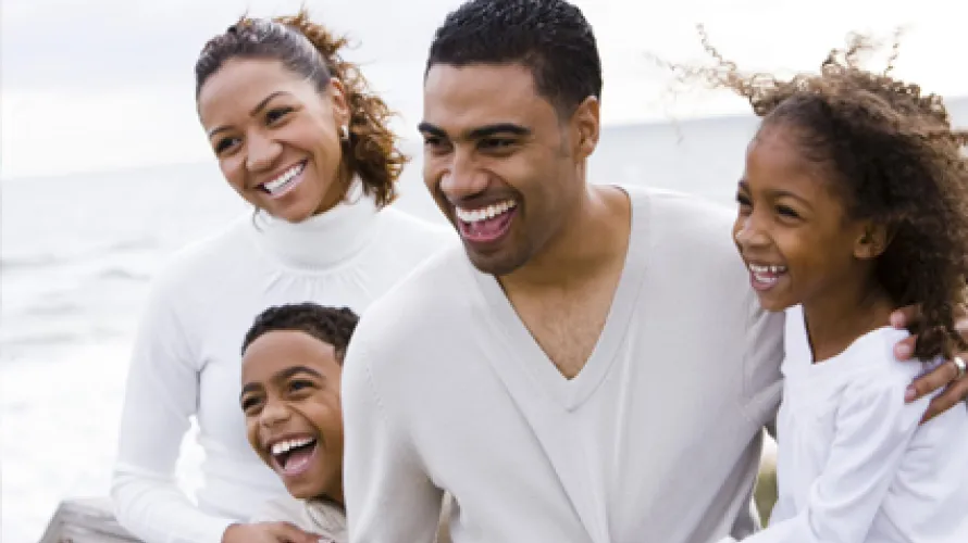 Family laughing together