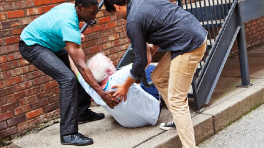 Man falling down stairs