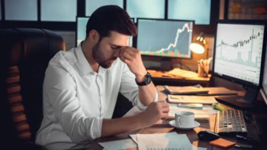 Man stressed while working