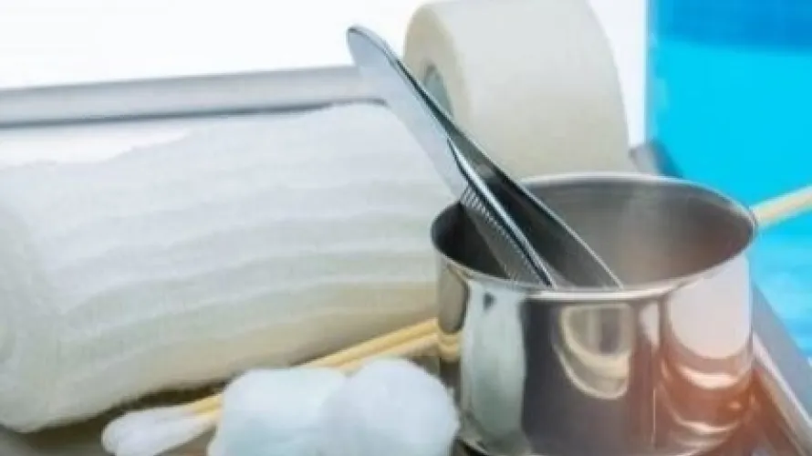 bandages on tray