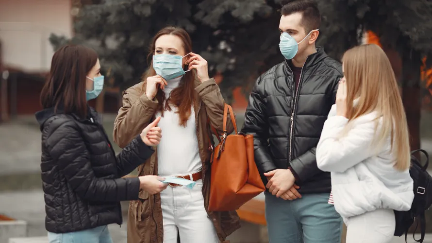 People wearing masks