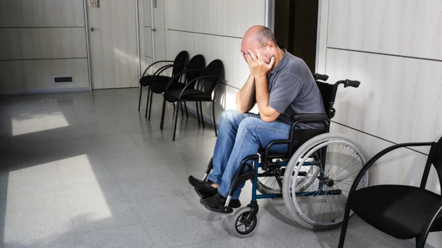Anxious person in wheelchair