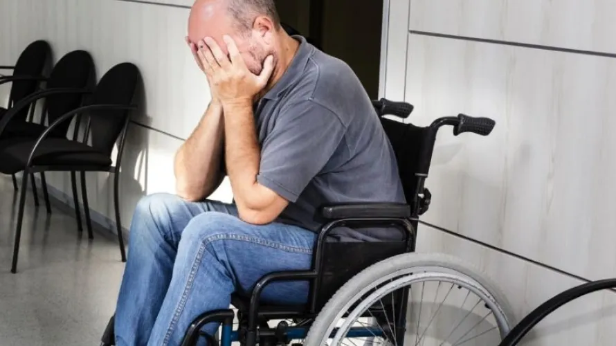 Anxious person in wheelchair